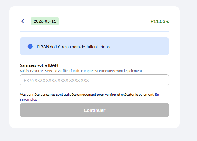 Manual IBAN entry for Verified Payout